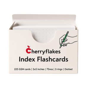 Cherryflakes 3 x 5 inch Dotted Index Flash Cards Tray White - 225 GSM, 75 Cards with 3 rings - Suitable for Exam Preparation, Cheat Sheets, Short Notes, Syllabus Revision