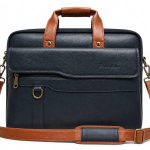 Premium Leather Laptop Office Bag for Men I 15.6 inch I Royal Blue | Adjustable Strap, Multi Compartments - Ideal for Office, Travel, Daily Use - 1 Year Warranty
