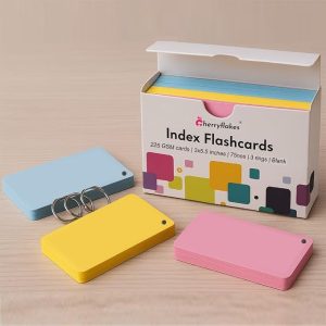 Coloured Index Flash Cards Tray - 3 Colours - 3x5.5 inch - 75 Cards - 225 GSM Thick (Unruled)