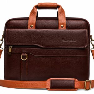 Premium Leather Laptop Office Bag for Men I 15.6 inch I  Terra Brown | Adjustable Strap, Multi Compartments - Ideal for Office, Travel, Daily Use - 1 Year Warranty (Copy)